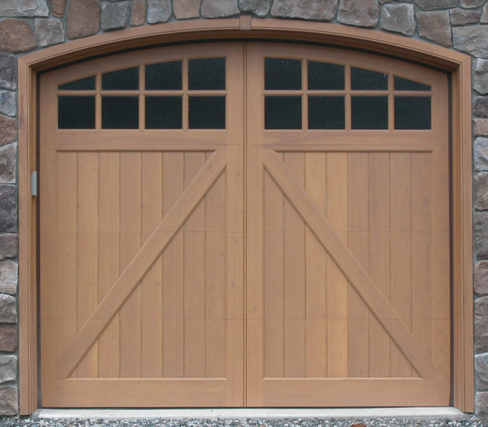 Swing-style door with an arch top