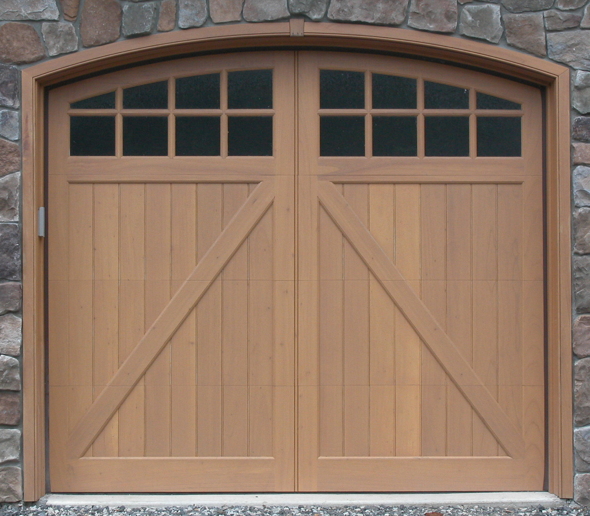 Swing-style door with an arch top