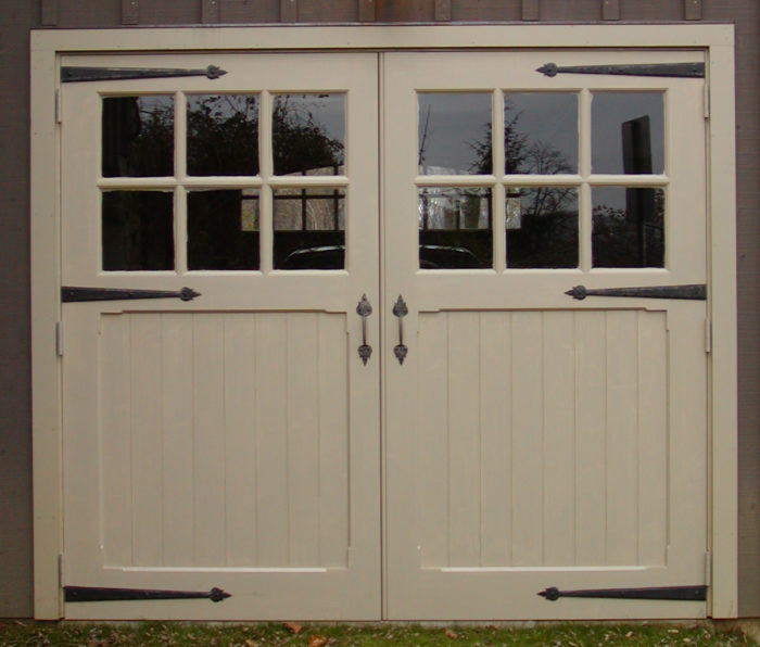 True swing, double out-swing door with 12 lites