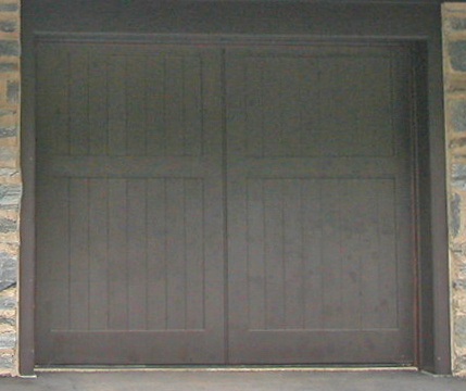 Swing style barn door with solid top
