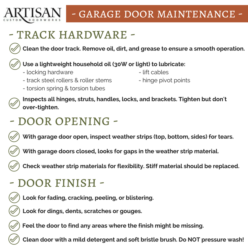 garage door maintenance checklist