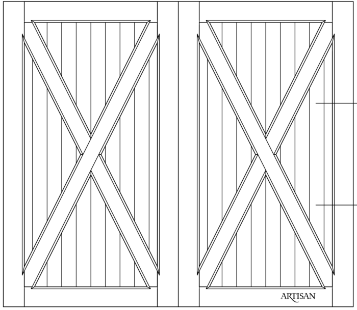Sketch of swing style barn door with cross bucks