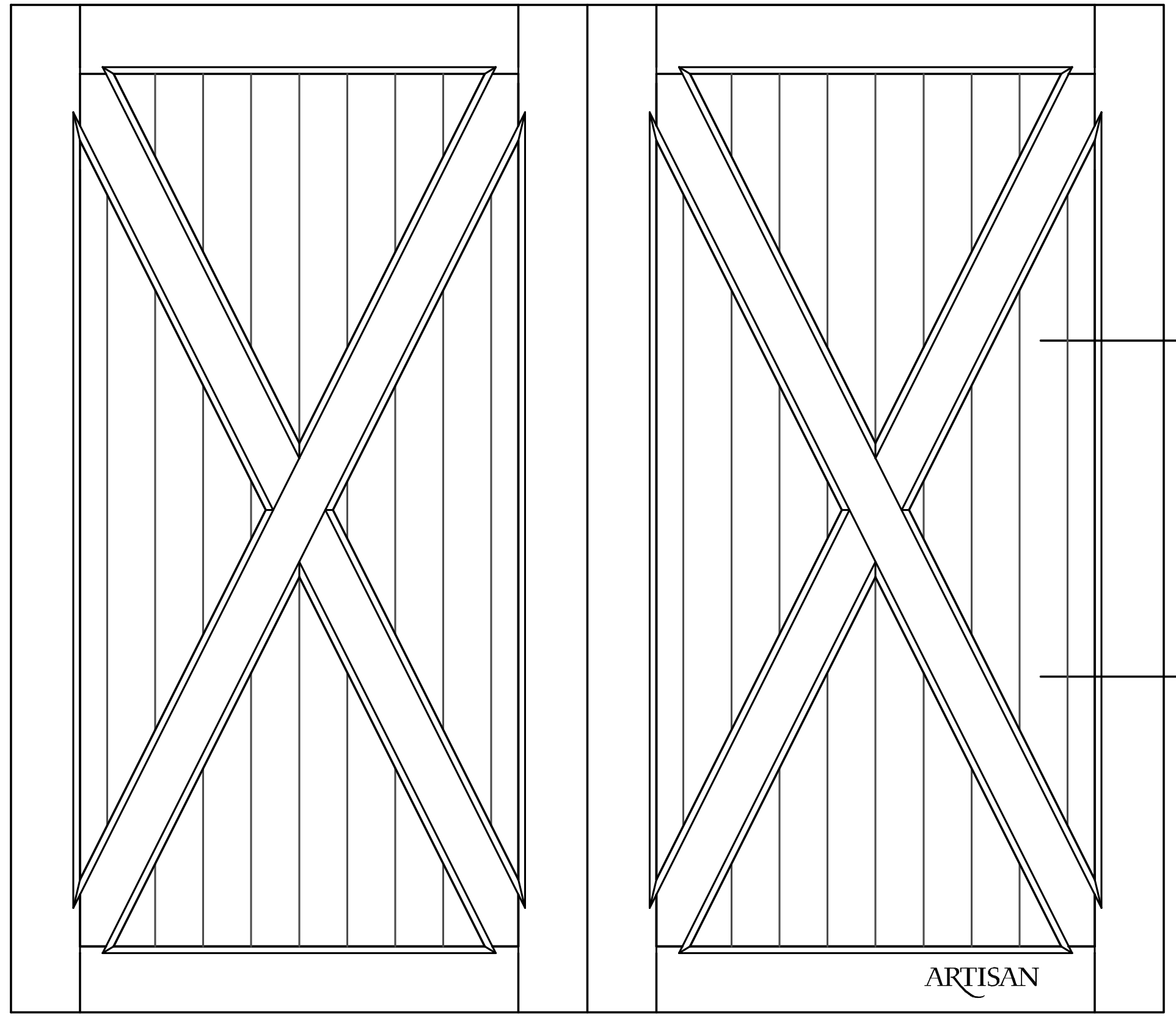 Sketch of swing style barn door with cross bucks