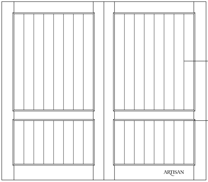Sketch of swing style barn door with low cross rail