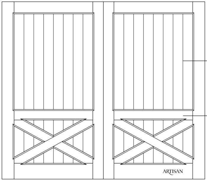 Sketch of swing style barn door with 2 panels