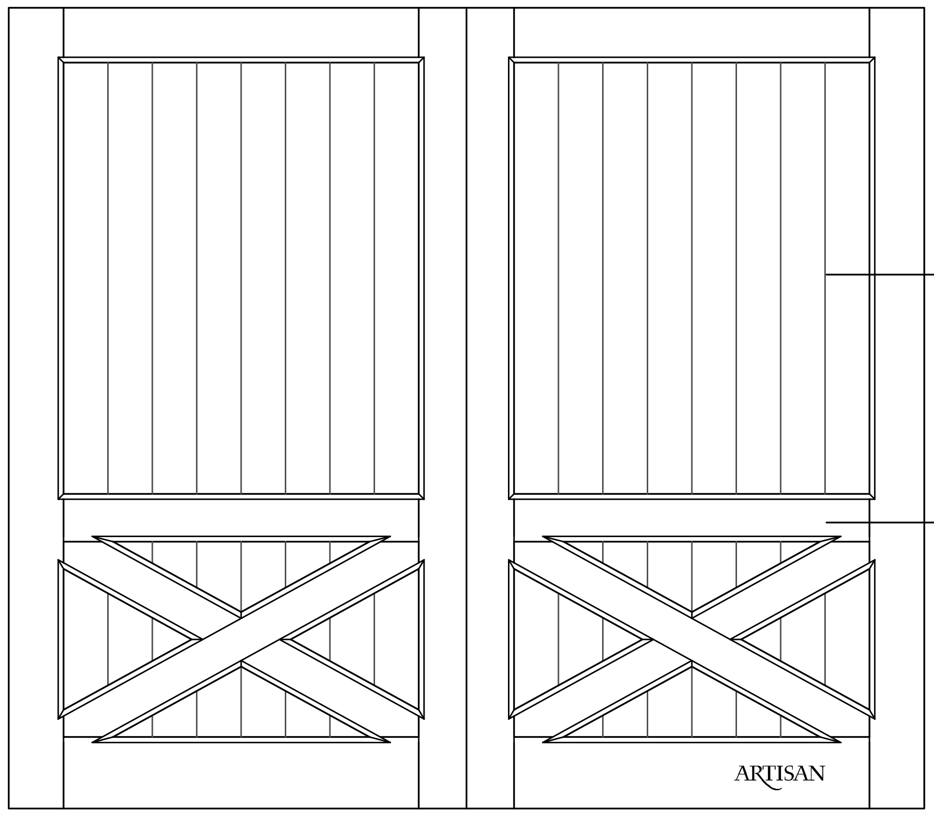 Sketch of swing style barn door with 2 panels