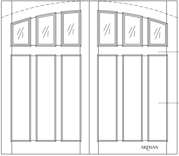 Sketch of swing style door with 6 mullioned lites