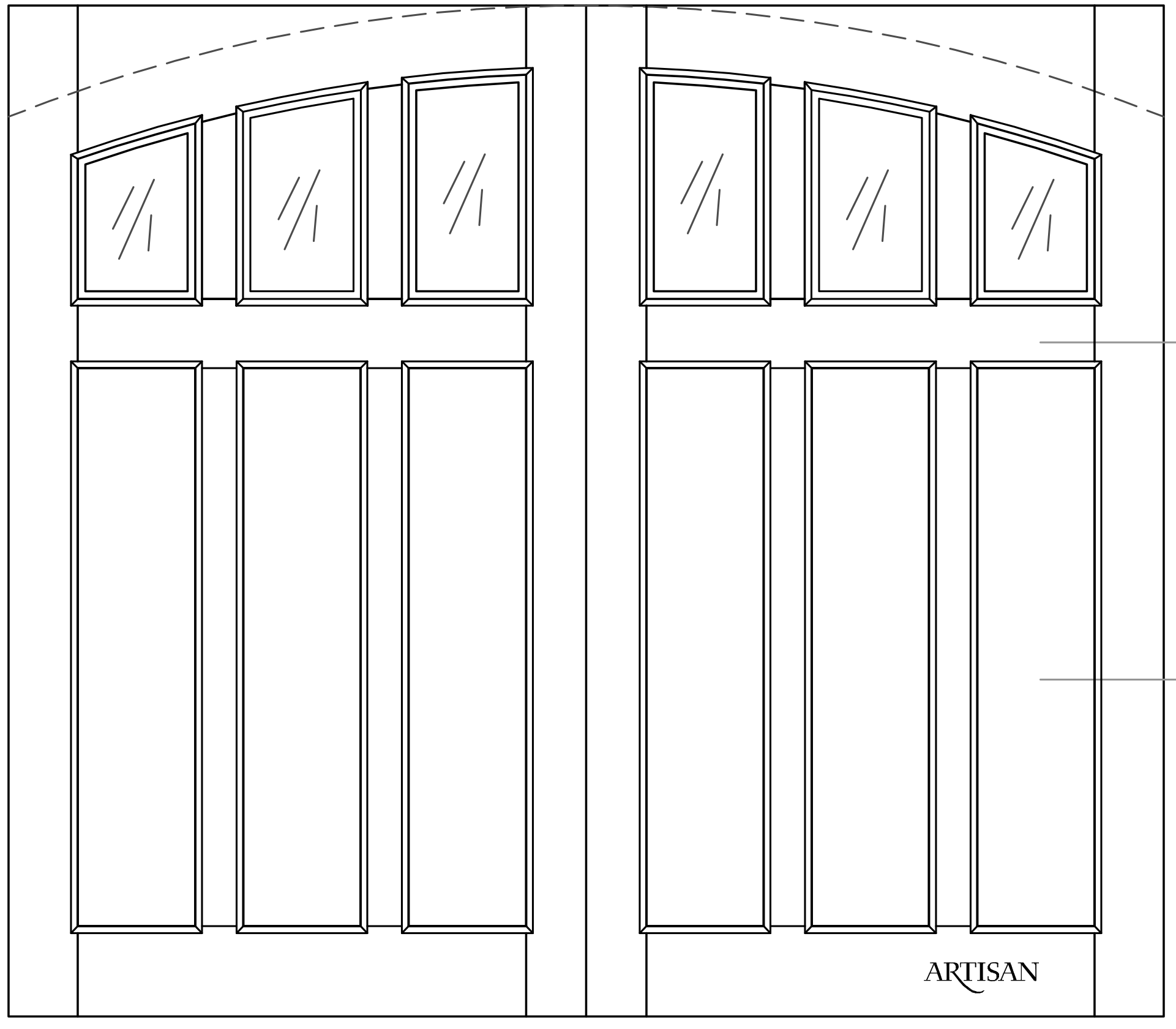 Sketch of swing style door with 6 mullioned lites