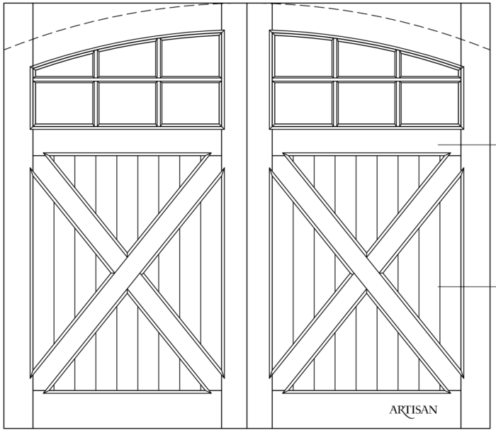 Sketch of swing style carriage door with 12 lites