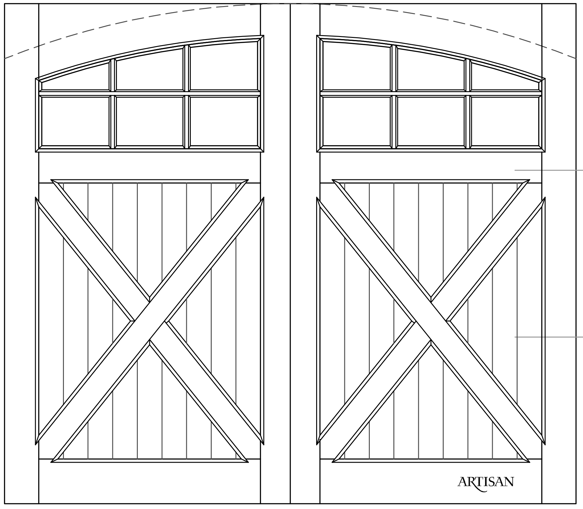 Sketch of swing style carriage door with 12 lites