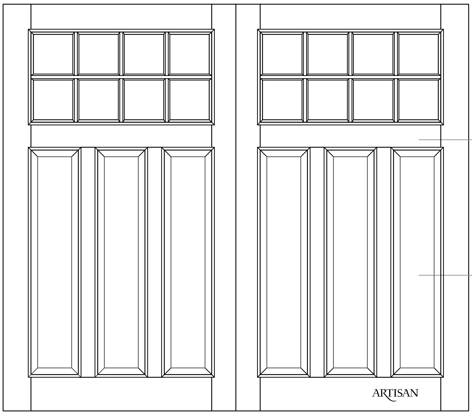 Sketch of swing style door with 16 lites