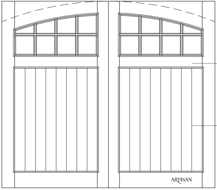 Sketch of overhead carriage door with 16 lites