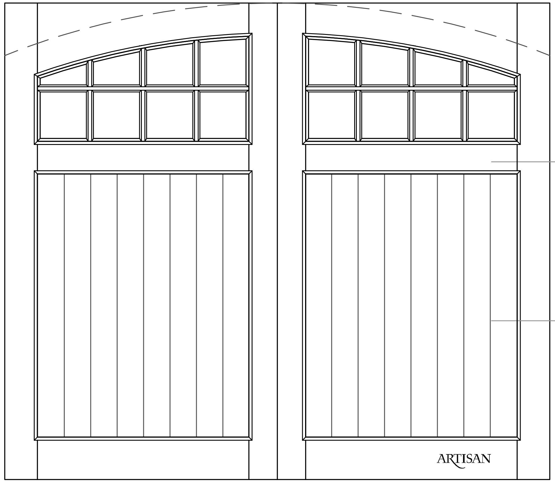 Sketch of overhead carriage door with 16 lites