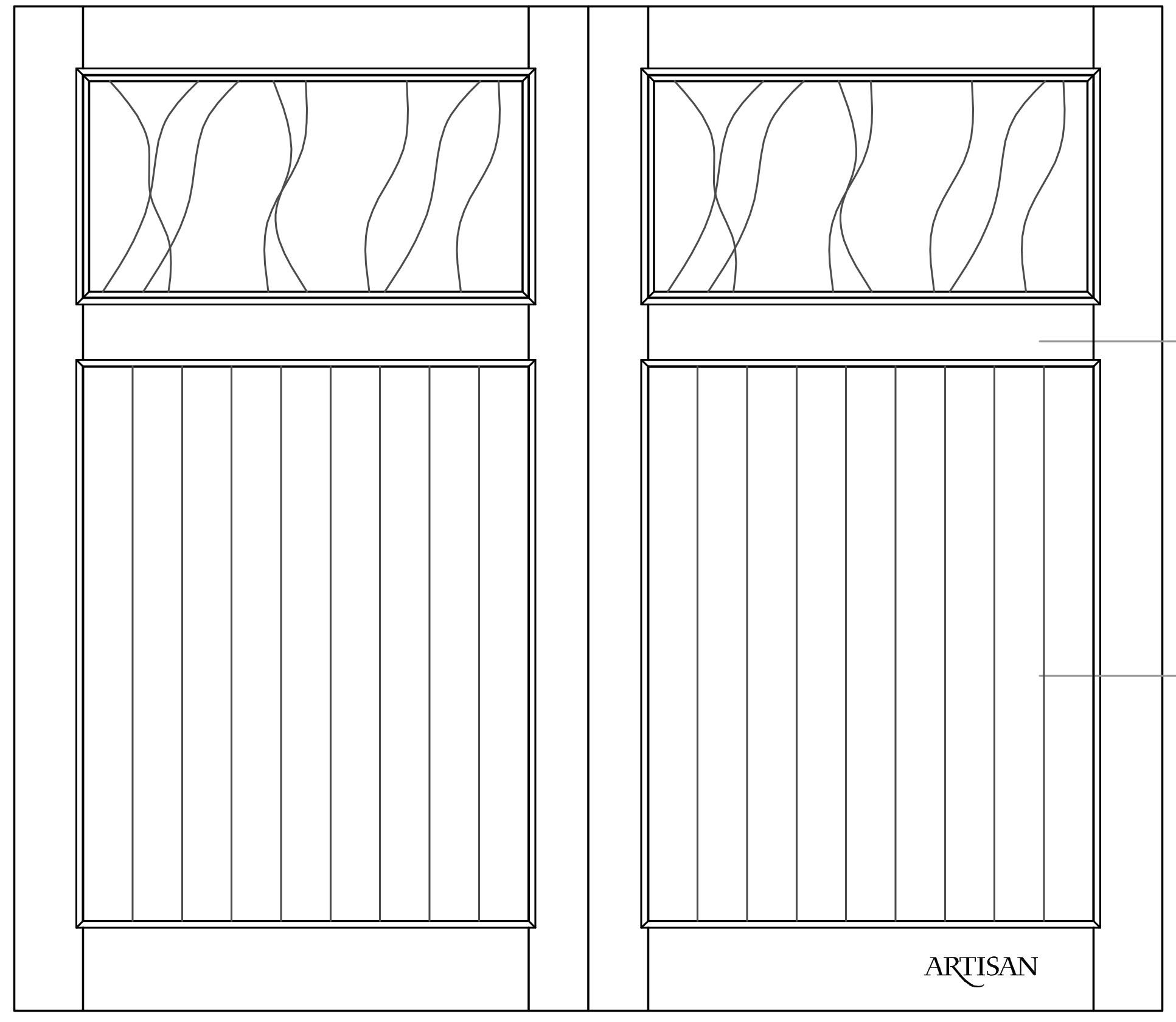 Sketch of swing style carriage door with 2 lites