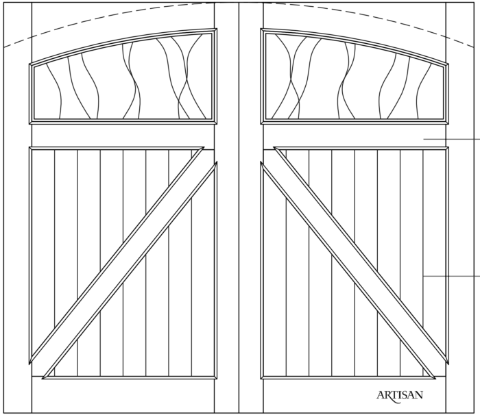 Sketch of swing style door with arch top