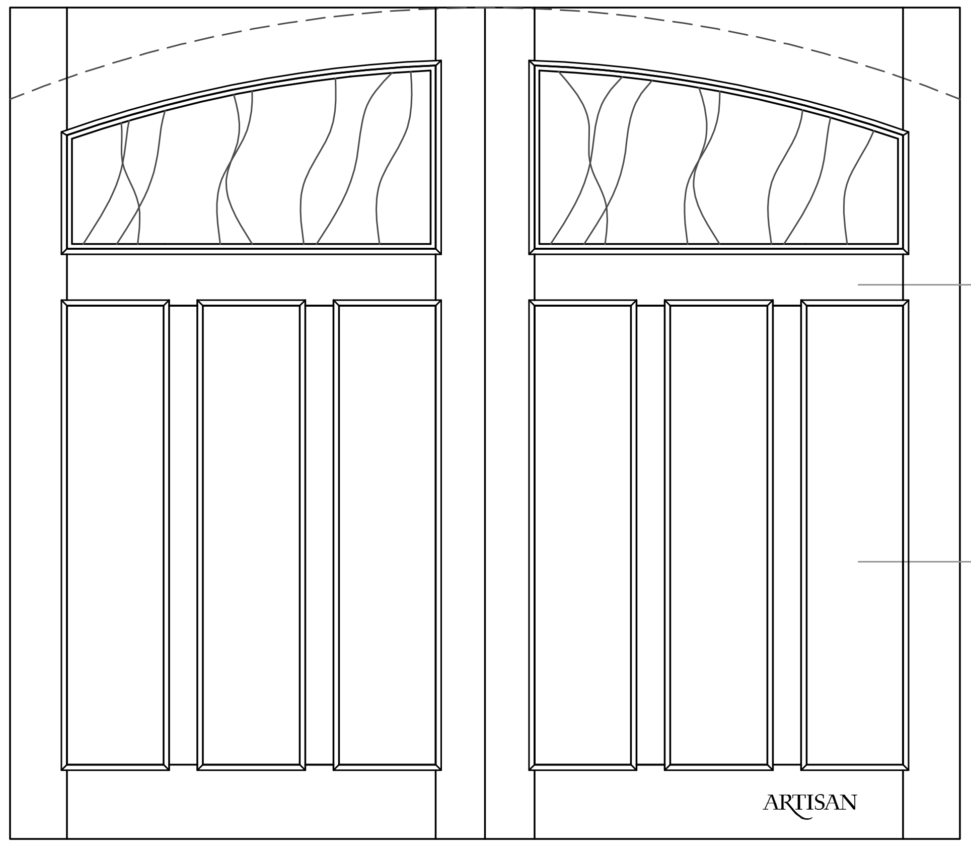 Sketch of swing style door with 2 lites