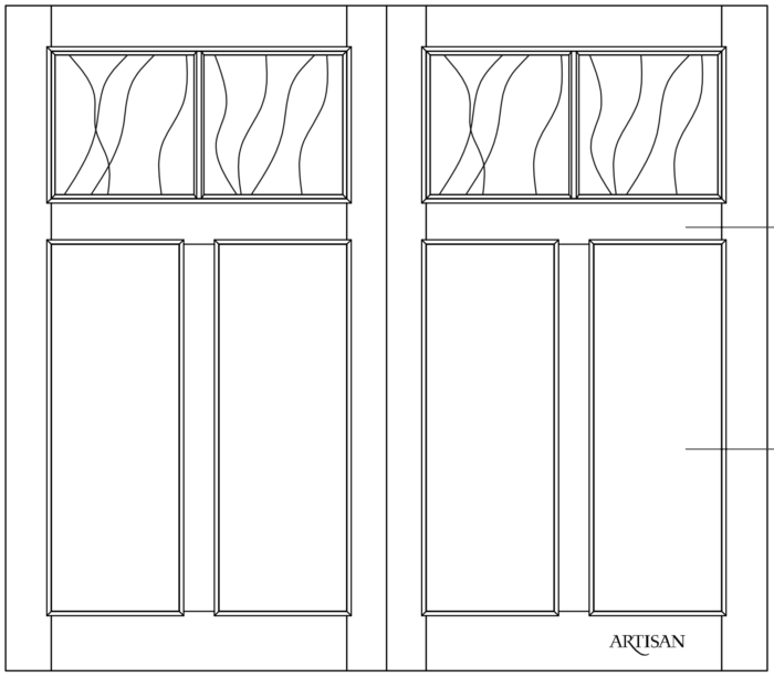 Sketch of swing style door with 4 lites