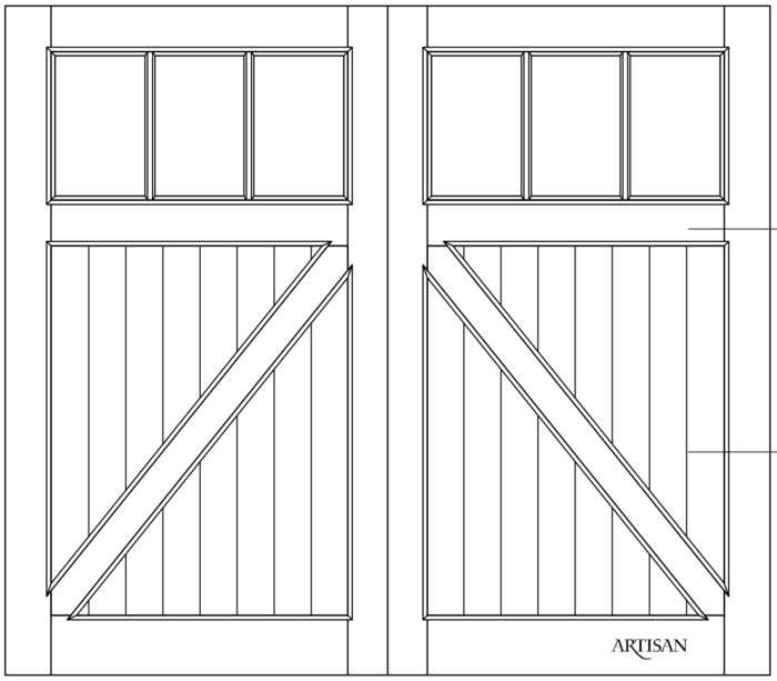 Sketch of swing style carriage door with 6 lites
