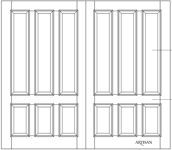 Sketch of swing style carriage door with 6 raised panels