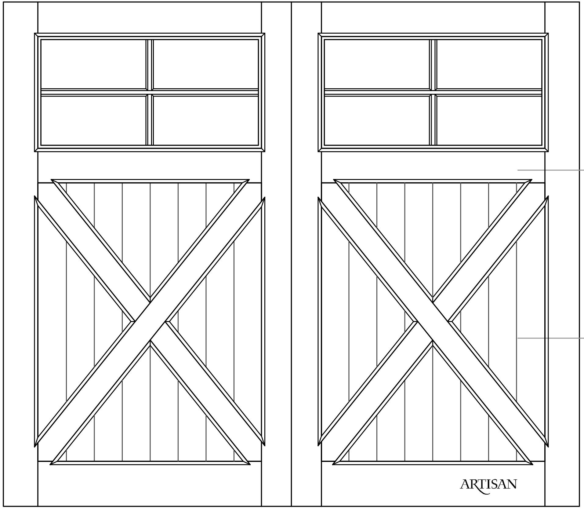 Sketch of swing style door with 8 lites