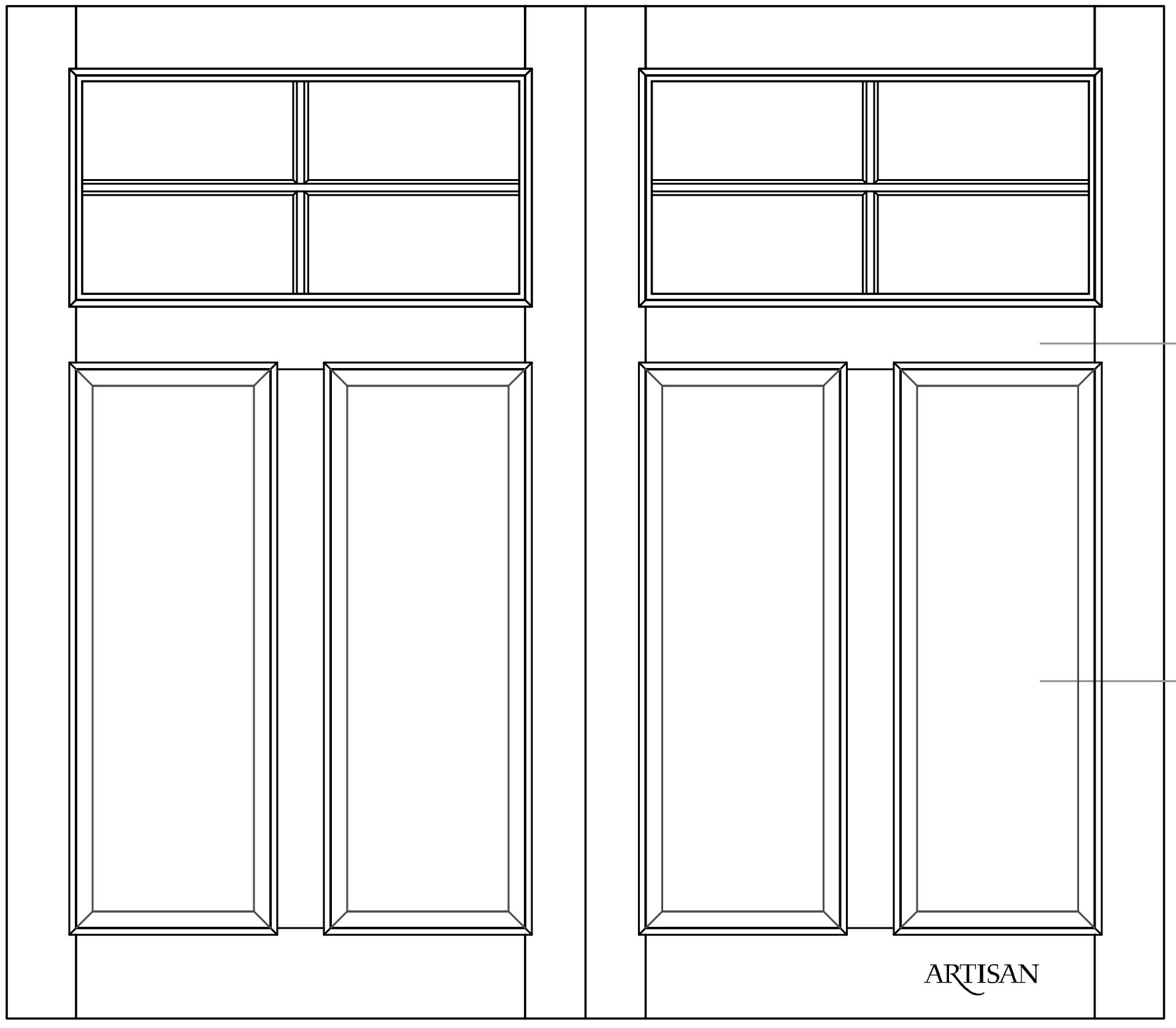 Sketch of swing style with 8 lites and 4 raised panels