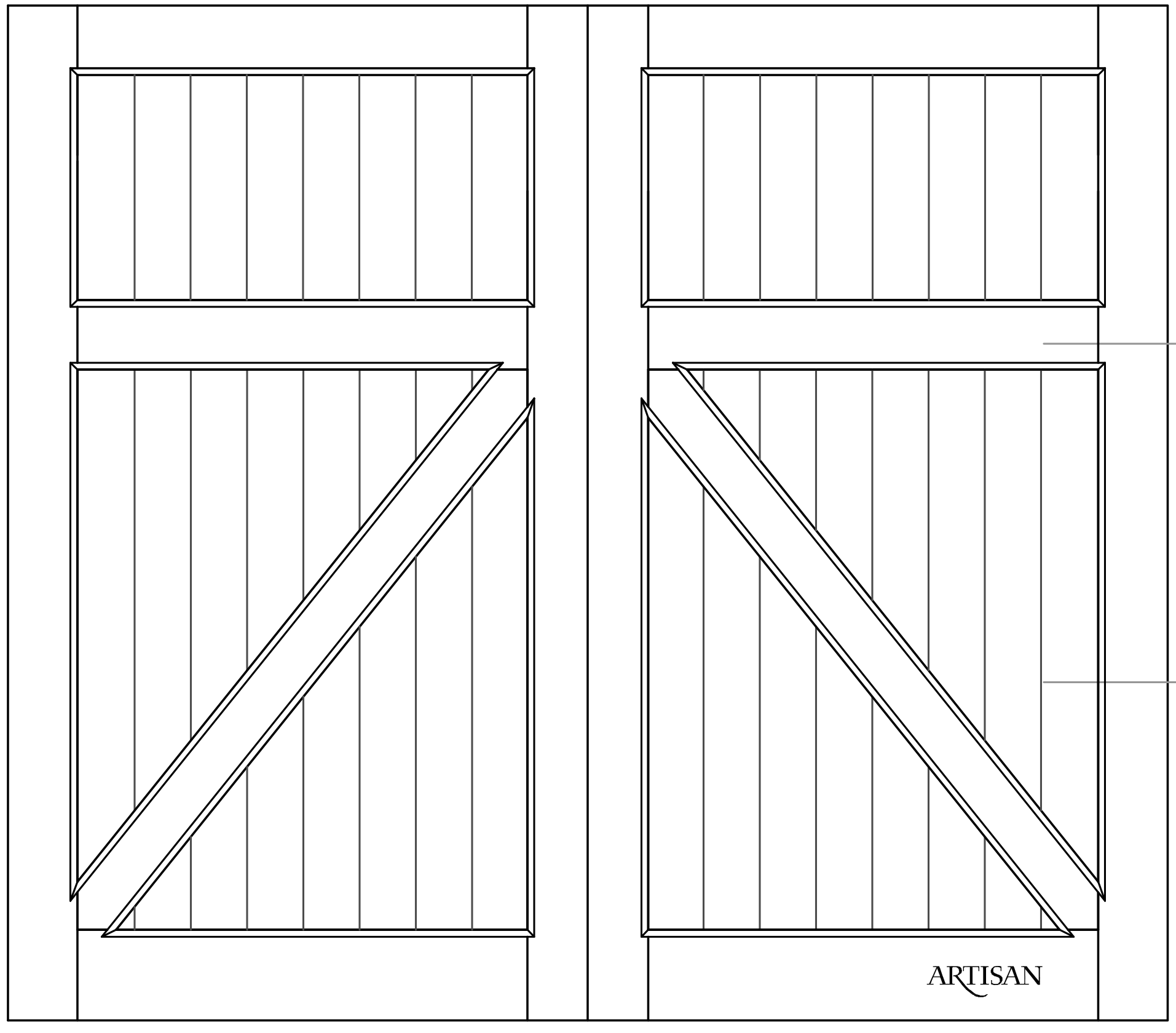Swing style carriage door sketch without lites