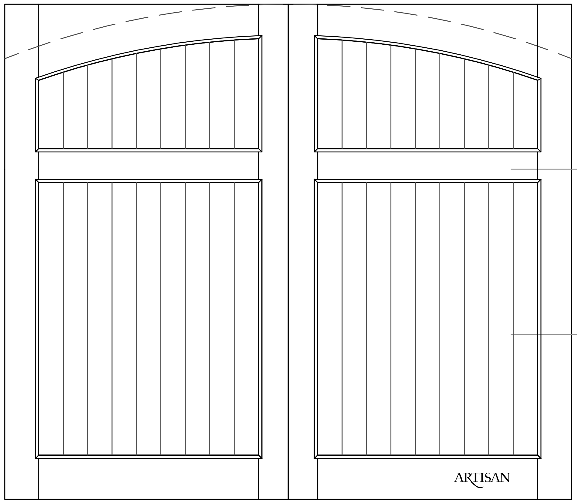 Swing style door with arched top sketch