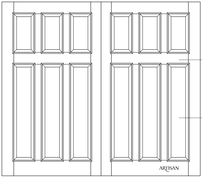 Sketch of swing style door with 6 raised panels
