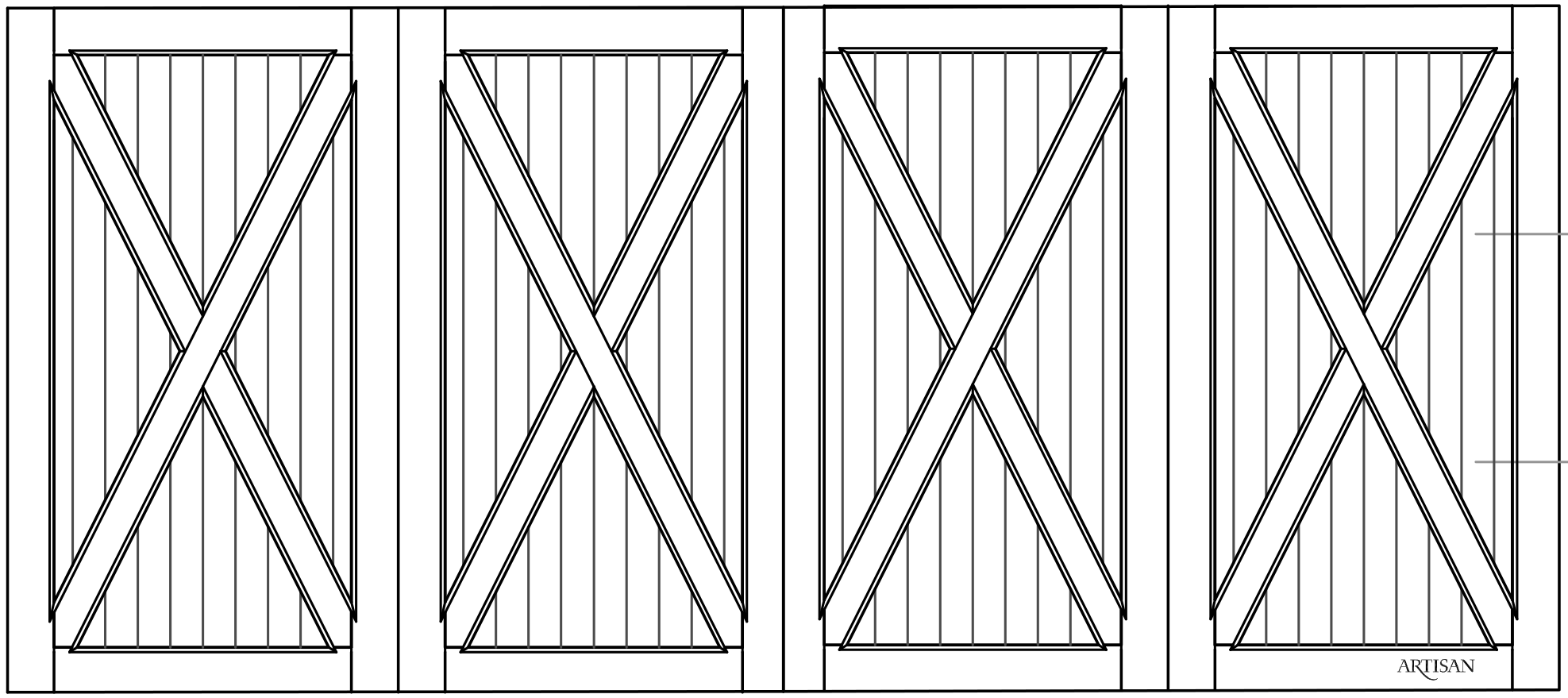 Sketch of swing style, double barn door