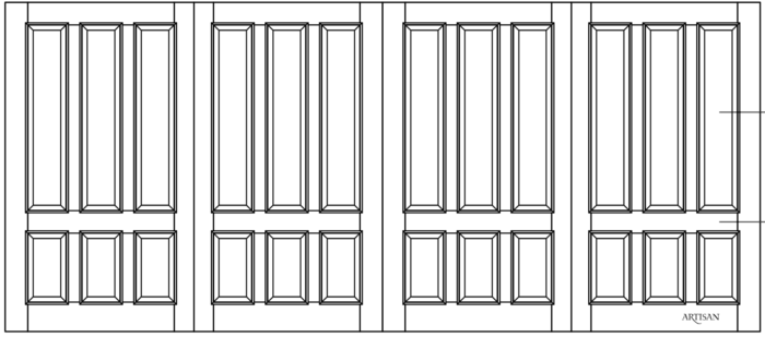 Sketch of swing style, double carriage door with 12 raised panels