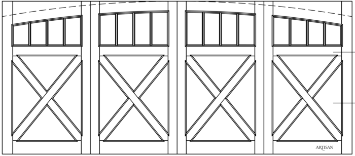Sketch of swing style, double carriage door with 4 flat panels