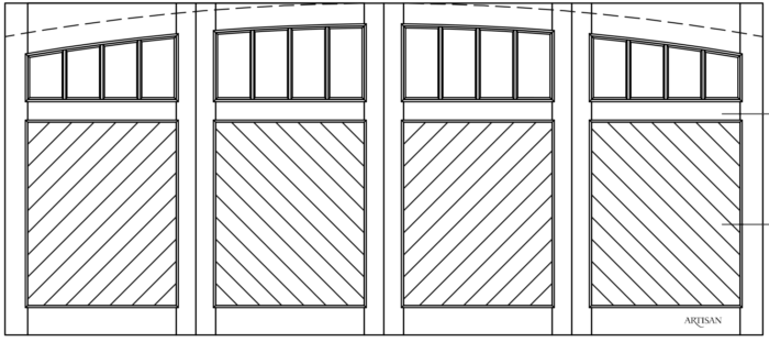 Sketch of swing style, double carriage door with 16 lites