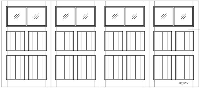 Sketch of swing style door with 8 lites