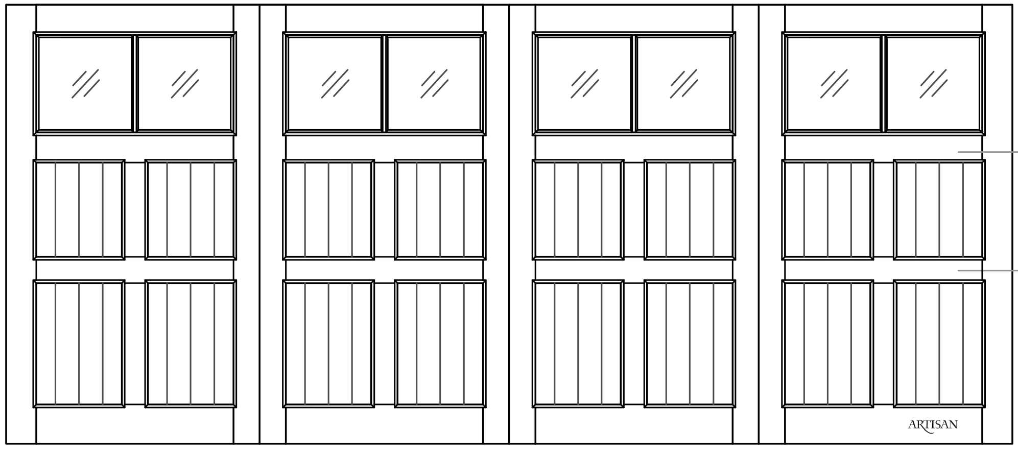 Sketch of swing style door with 8 lites