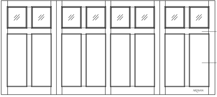 Sketch of swing style door with 8 mullioned lites
