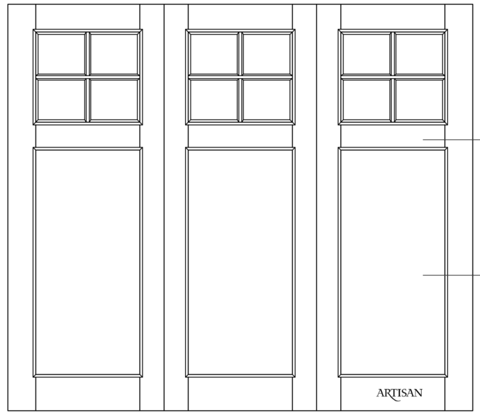 Sketch of trifold style with 12 lites and 3 flat panels