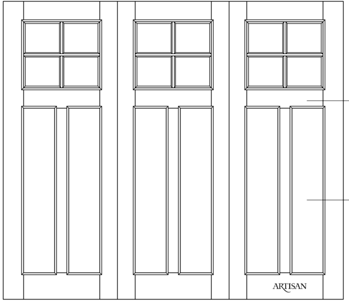 Sketch of trifold style with 12 lites and 6 flat panels