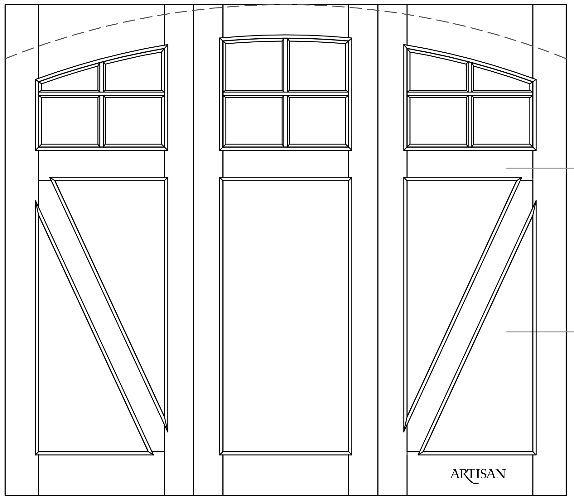 Sketch of trifold style with 12 lites