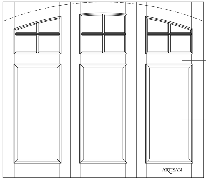 Sketch of trifold style with 12 lites and arched top
