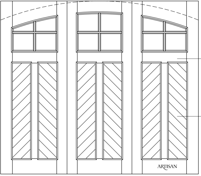Sketch of trifold style with 12 lites and arched top