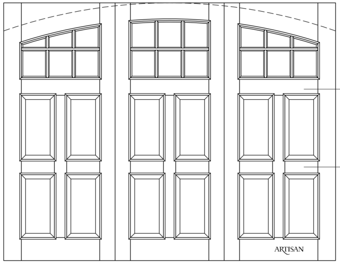 Sketch of trifold style with 18 lites and arched top
