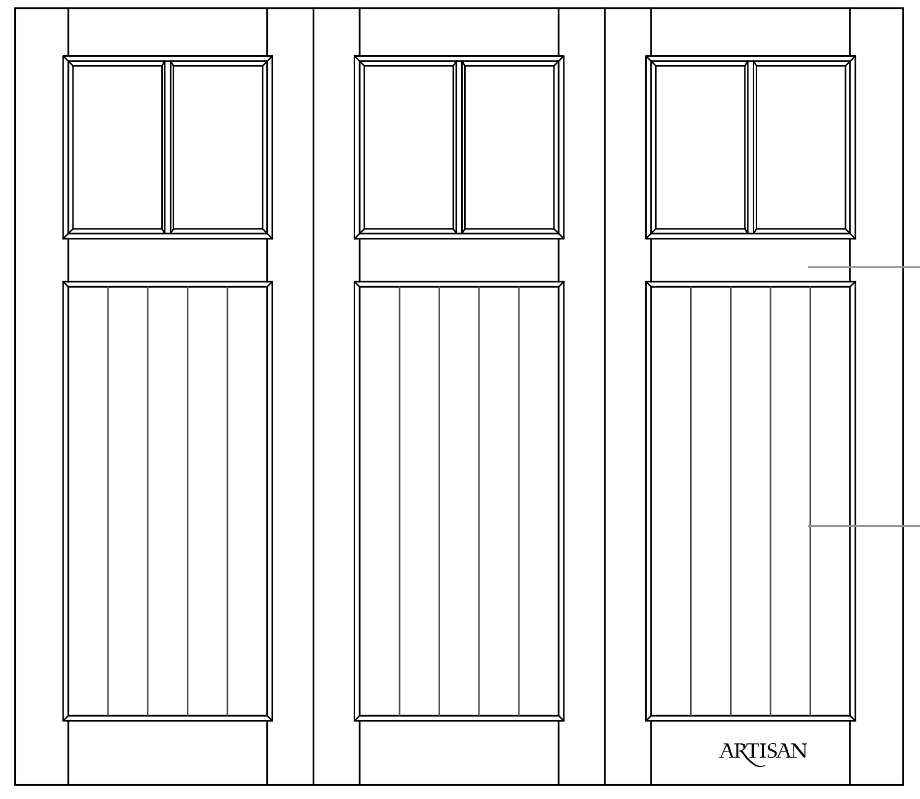 Sketch of trifold style with 6 lites