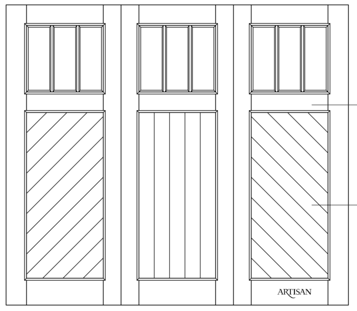 Sketch of trifold style door with 9 lites