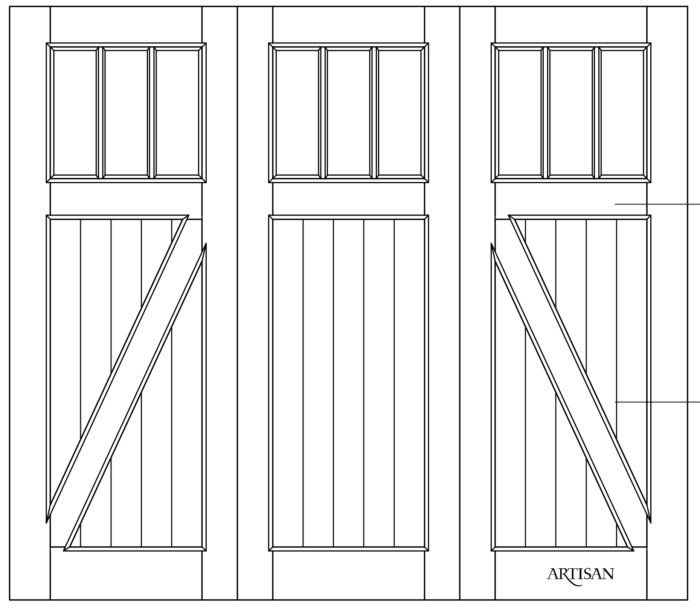 Sketch of trifold style carriage door with 9 lites