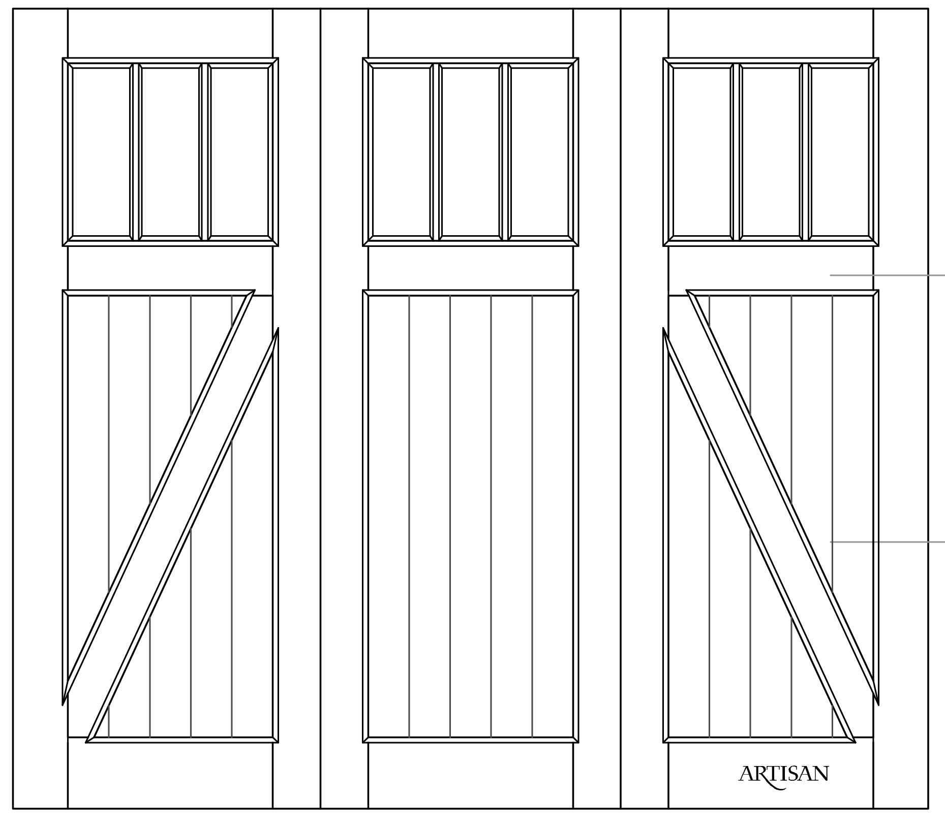 Sketch of trifold style carriage door with 9 lites
