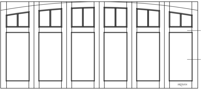 Sketch of trifold style door with 12 lites and 6 flat panels