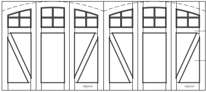 Sketch of trifold style, double carriage door with 24 lites