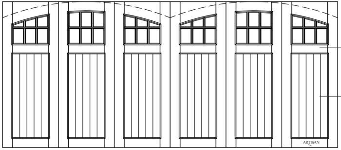 Sketch of trifold style door with 36 lites