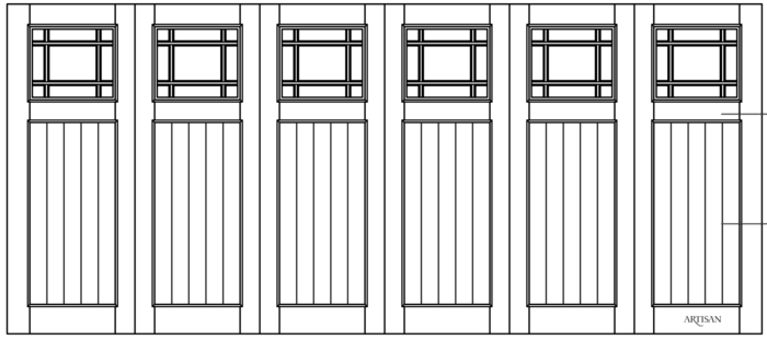 Sketch of trifold style door with 54 prairie lites