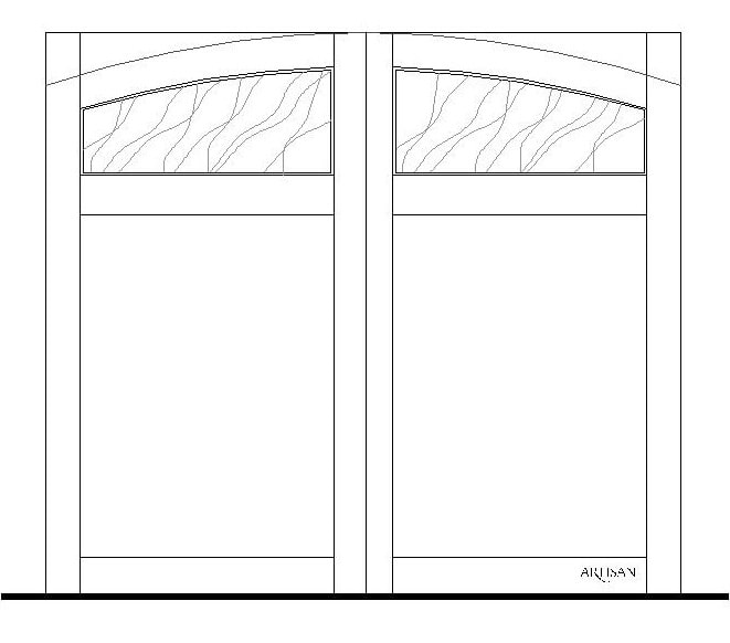 a blueprint of an arched garage door.